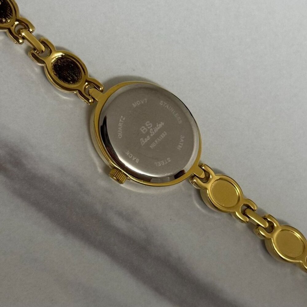 SKU:0007 cute gold white mini watch bracelet with brown natural stone inserts - Picture 6 of 7